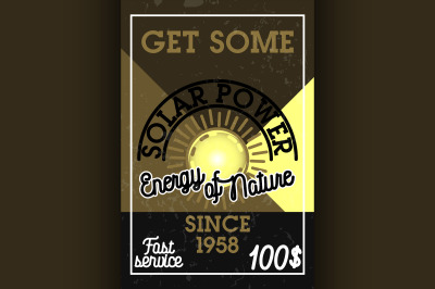 Color vintage solar panels banner