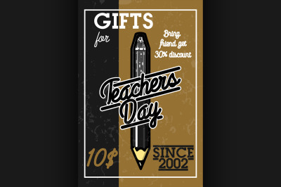 Color vintage teachers day banner