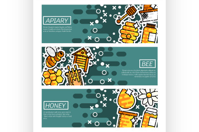 Set of Horizontal Banners about apiary