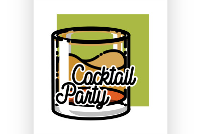 Color vintage coctail party emblem