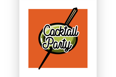 Color vintage coctail party emblem