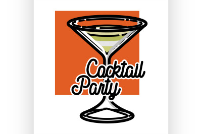 Color vintage coctail party emblem
