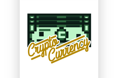 Color vintage cryptocurrency emblem