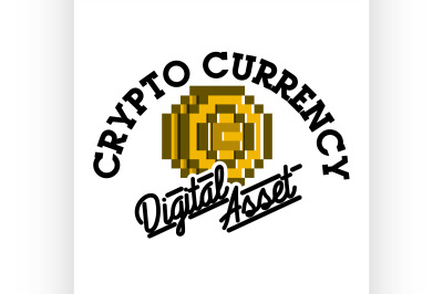 Color vintage cryptocurrency emblem