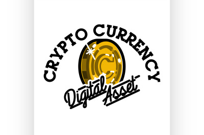 Color vintage cryptocurrency emblem