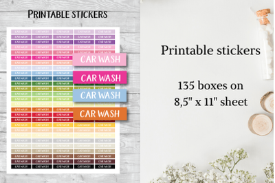 Car wash planner stickers&2C; Car wash printable stickers