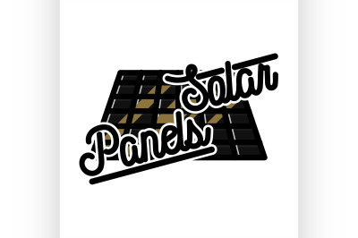 Color vintage solar panels emblem