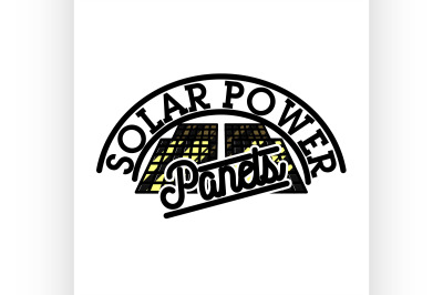 Color vintage solar panels emblem