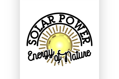 Color vintage solar panels emblem
