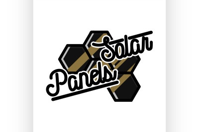 Color vintage solar panels emblem