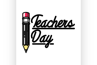 Color vintage teachers day emblem