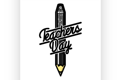 Color vintage teachers day emblem