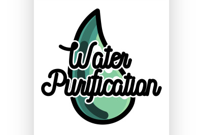 Color vintage water purification emblem
