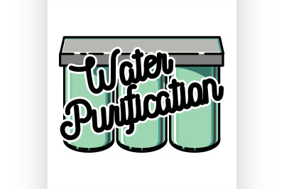 Color vintage water purification emblem