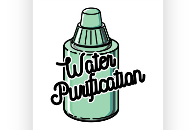 Color vintage water purification emblem