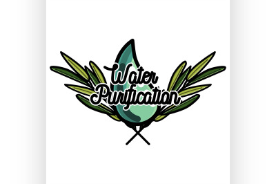 Color vintage water purification emblem