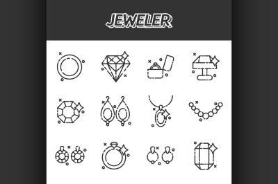 Jeweler icons set