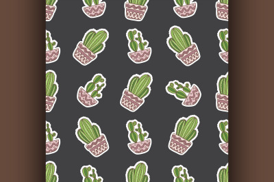 Cute hand drawn vector cactuse pattern