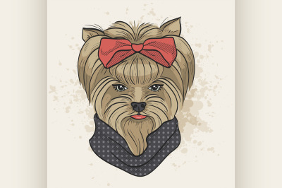 Vector color sketch of elegant dog