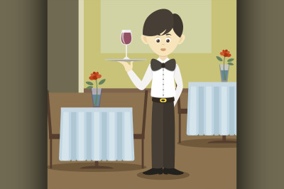 Isolated professional waiter.