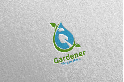 Water Botanical Gardener Logo Design 4