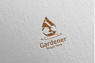 Water Botanical Gardener Logo Design 9
