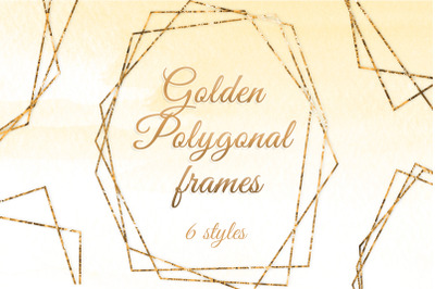 Gold polygonal foil frames card design