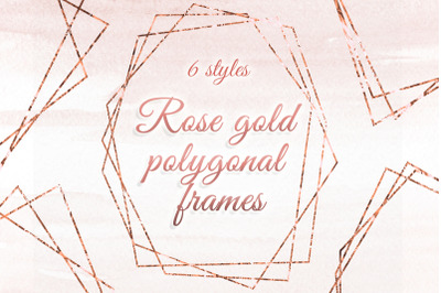 Rose gold polygonal foil frames card design