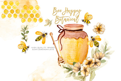 Honey clipart, watercolor bee clipart, watercolor clipart,