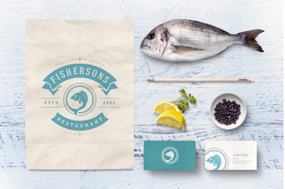 Fish Restaurant Logo Design Template