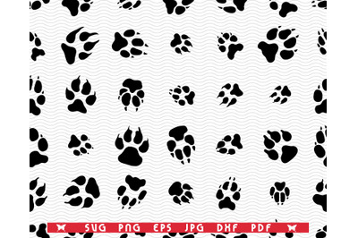 SVG Dog Paw Footprint&2C; Seamless pattern digital clipart