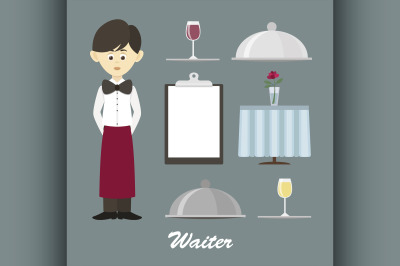 Isolated professional waiter.