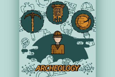 Archeology flat concept icons