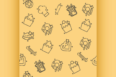 Bakery icons set pattern