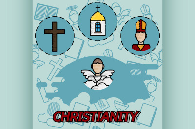 Christianity flat concept icons