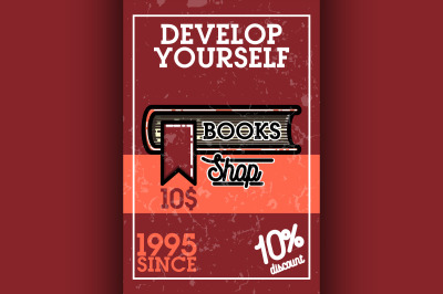 Color vintage books shop banner