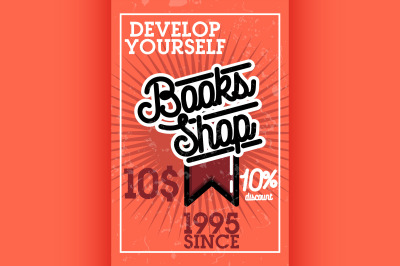 Color vintage books shop banner