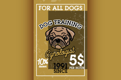 Color vintage cynologist banner