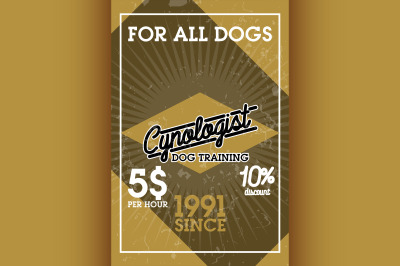 Color vintage cynologist banner