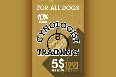 Color vintage cynologist banner