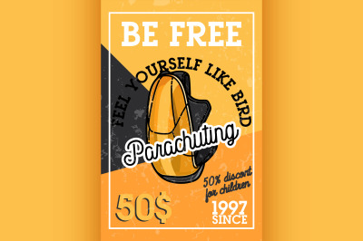 Color vintage parachuting banner