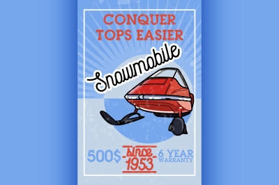 Color vintage snowmobile banner