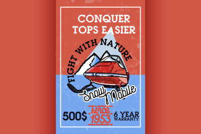 Color vintage snowmobile banner