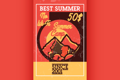 Color vintage summer camp banner