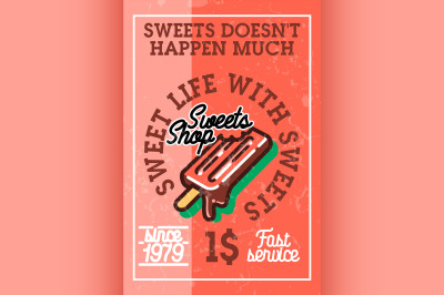 Color vintage sweets shop banner