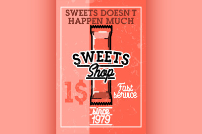Color vintage sweets shop banner