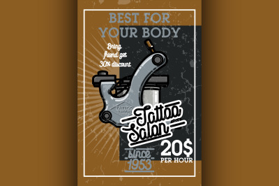 Color vintage tattoo salon banner