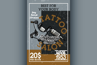 Color vintage tattoo salon banner