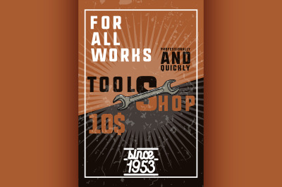 Color vintage tools shop banner
