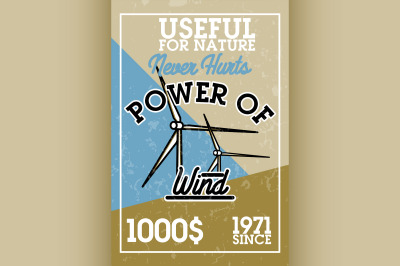 Color vintage wind power banner